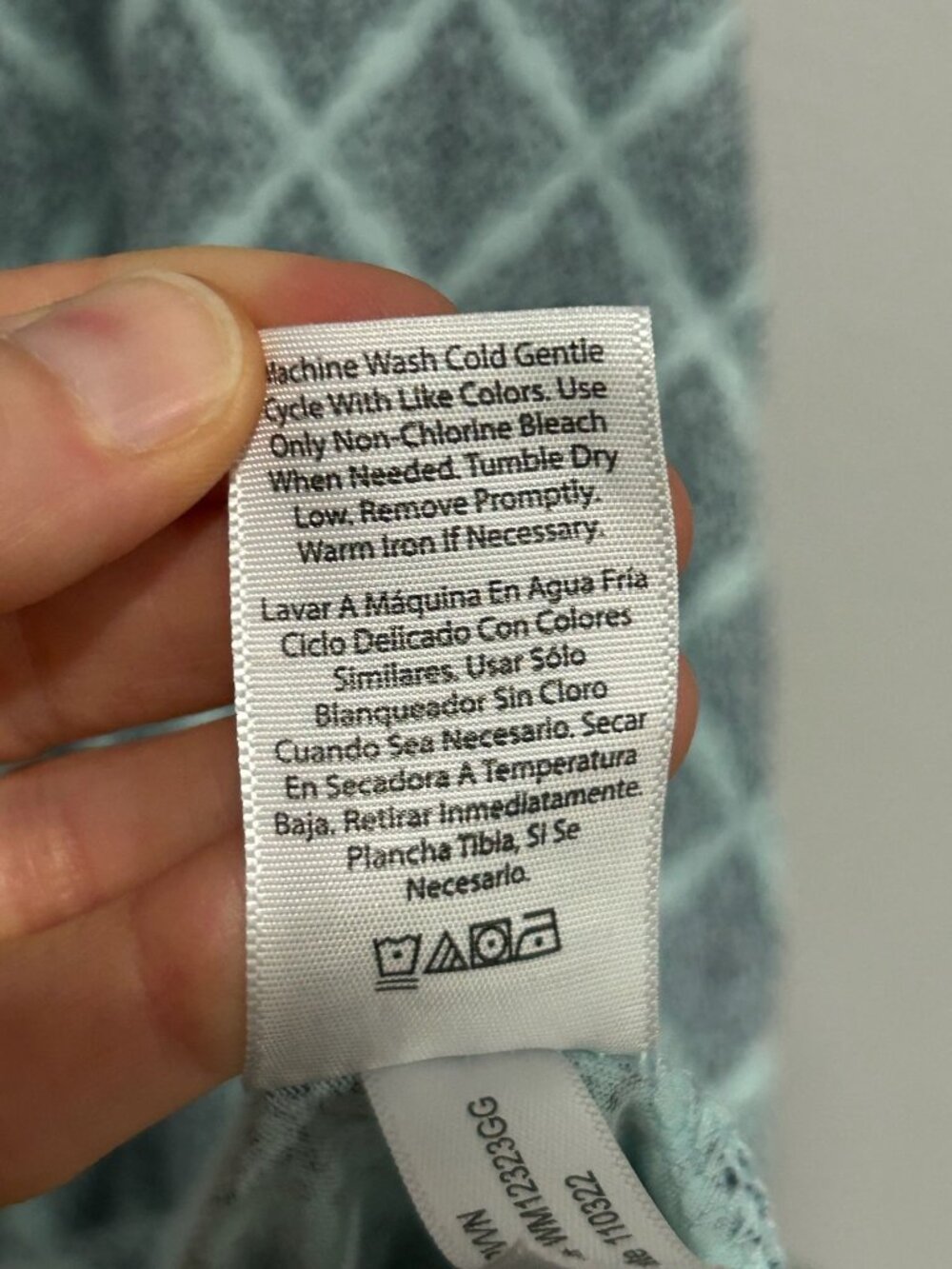 Aria Collection Large Blue Diamond Print Nightgown Lace Trim Cozycore Hygge - Picture 8 of 11